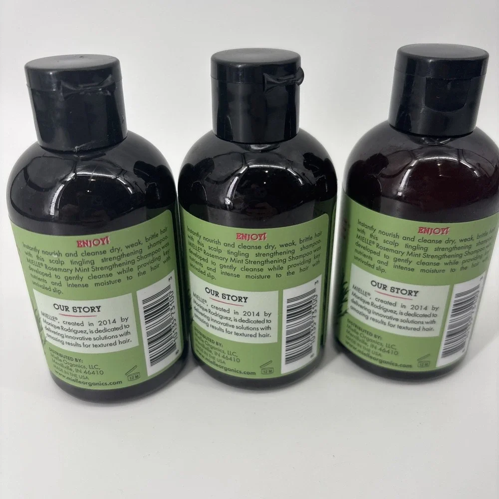 Lot of 3 NEW Mielle Organics Rosemary Mint Strengthening Shampoo‎ Travel Size